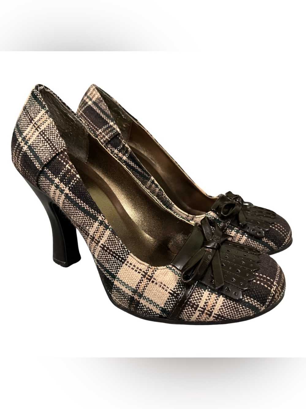 Bongo Vintage Y2K Plaid Pumps Heels Womens 7 Kiltie 2000s Academia Preppy Retro